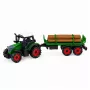LEAN TOYS Žemės ūkio traktorius su rąstų priekaba, inercine pavara, balu, 35 cm