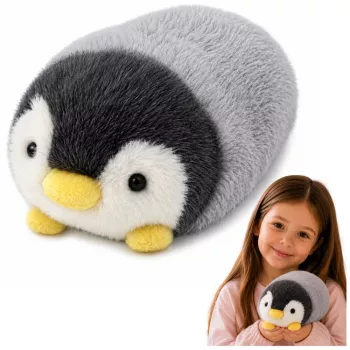 LEAN TOYS minkštas pingvinas, minkštas žaislas, baltas ir pilkas, 16 cm
