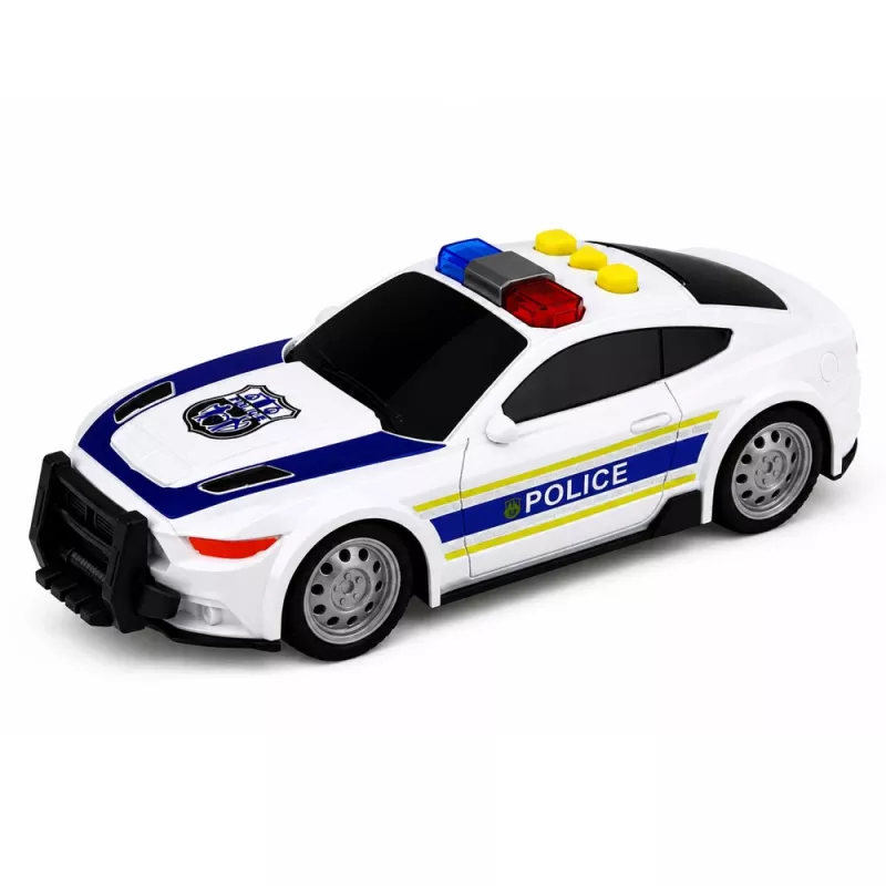 LEAN TOYS policijos rinkinys: sraigtasparnis, motociklas, policijos automobilis su šviesomis ir garsais 1:32
