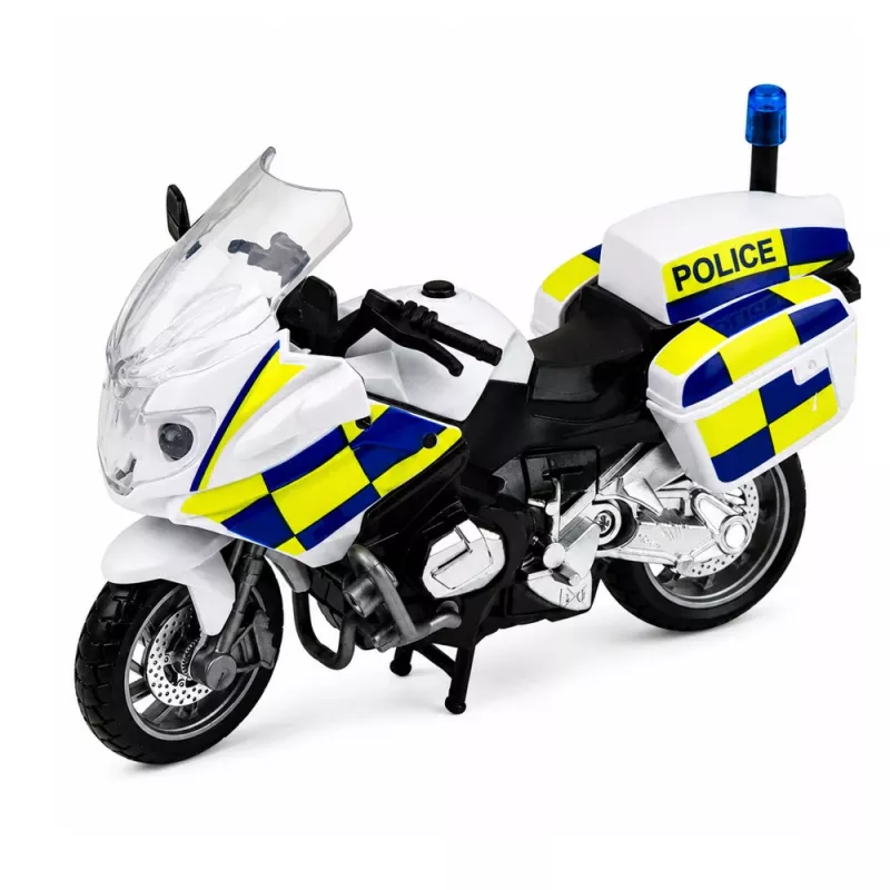 LEAN TOYS policijos rinkinys: sraigtasparnis, motociklas, policijos automobilis su šviesomis ir garsais 1:32