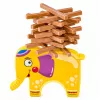 LEAN TOYS įgūdžių žaidimas Balansuojantis dramblys, statyk bokštą iš kaladėlių, dramblys, 61 vnt.