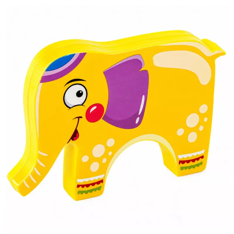 LEAN TOYS įgūdžių žaidimas Balansuojantis dramblys, statyk bokštą iš kaladėlių, dramblys, 61 vnt.