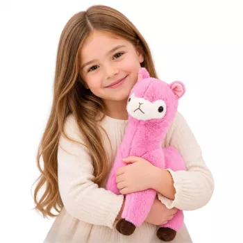 LEAN TOYS Alpakos Lamos minkštas žaislas, minkštas kailis, rožinis, 38 cm