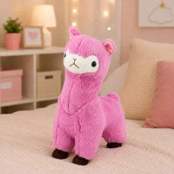 LEAN TOYS Alpakos Lamos minkštas žaislas, minkštas kailis, rožinis, 38 cm