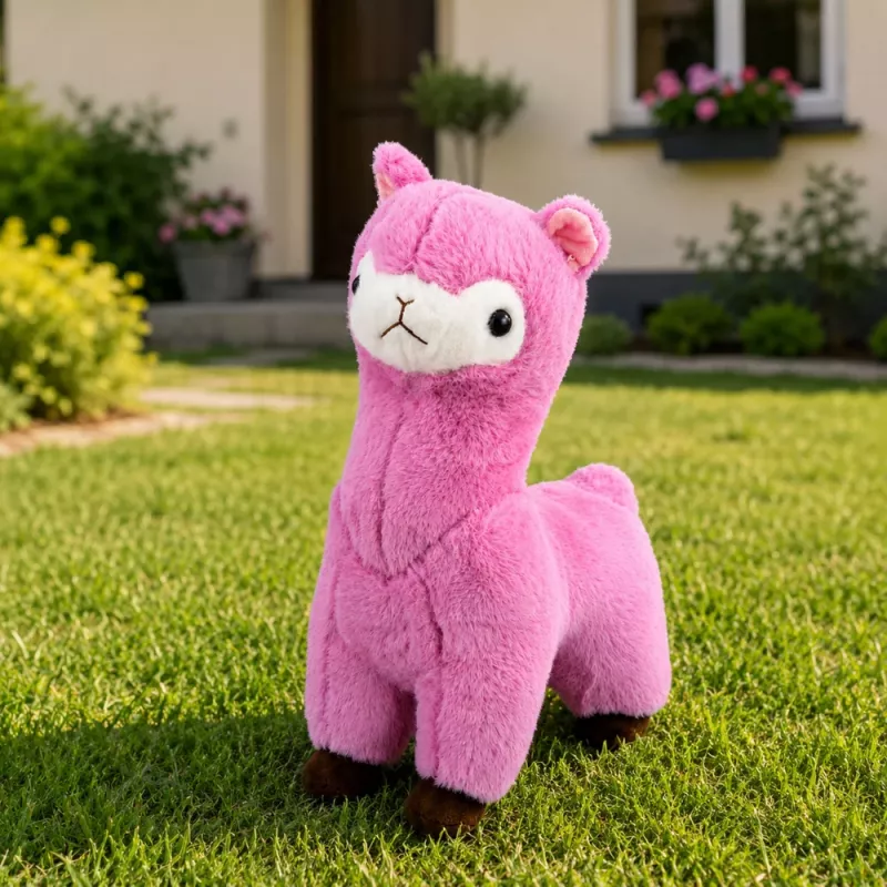 LEAN TOYS Alpakos Lamos minkštas žaislas, minkštas kailis, rožinis, 38 cm