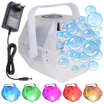 LIGHT4ME BUBBLE LED mažas efektyvus burbulų generatorius su RGB apšvietimu, juodos spalvos, 25W, 0,6L talpa
