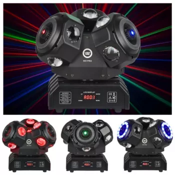 LIGHT4ME SID PRO 5-in-1 judančios galvos šviestuvas su Beam, Wash, Strobe, lazerio ir gobo efektais