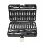 AWTOOLS 63 dalių 1/4 colio pavaros lizdų rinkinys BLACK LINE su reketu, antgaliais ir dėklu