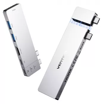 VENTION 6-in-2 Thunderbolt 5 dokavimo stotelė 8K@240Hz 80Gbps 140W PD DisplayPort 2.1 USB-C