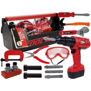 LEAN TOYS DIY meistro įrankių rinkinys su gręžtuvu ir plaktuku – 35 dalių edukacinis žaislas