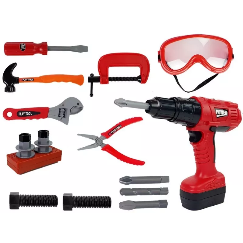LEAN TOYS DIY meistro įrankių rinkinys su gręžtuvu ir plaktuku – 35 dalių edukacinis žaislas