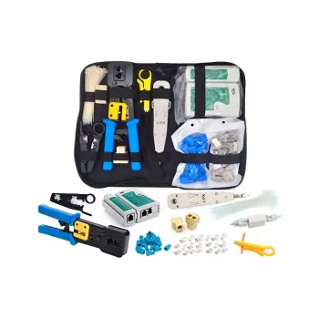 System Pass Through Network Toolkit E5948 - RJ45 presavimo įrankis, kabelių testeris, punch down įrankis, nešiojimo dėklas