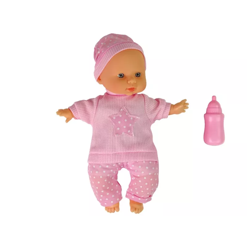 LEAN TOYS Sweet Baby lėlė su buteliuku, rožinė, 30 cm, interaktyvi, su garsais