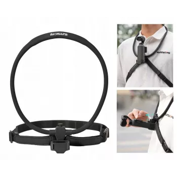 SUNNYLIFE lankstus kaklo laikiklis, skirtas DJI Osmo Pocket 3/4, POV veiksmo kameroms, juodas