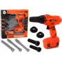 LEAN TOYS DIY baterijomis maitinamas grąžtas oranžinis, grąžtai ir varžtai