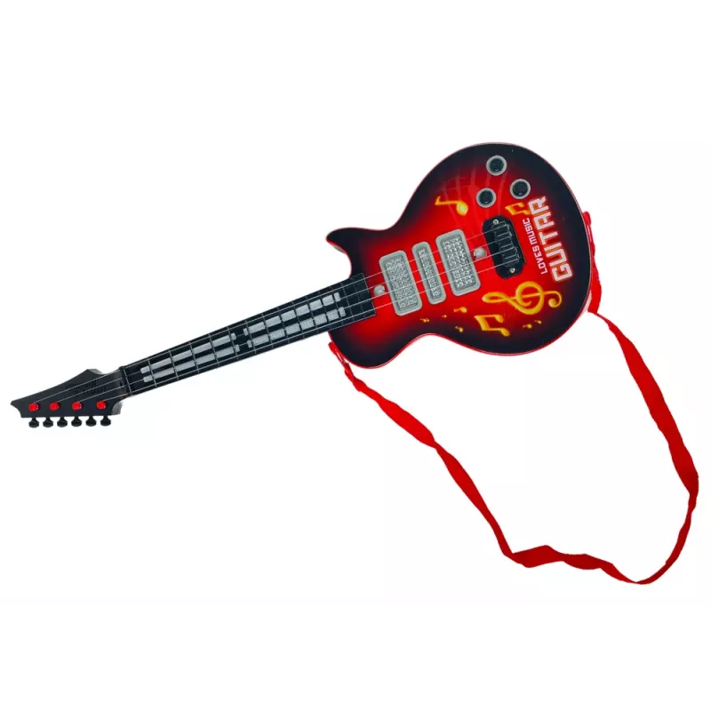 LEAN TOYS elektrinė gitara su žvaigždės formos spalvotais diodais, raudona