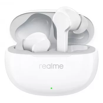 realme Buds T110 tikrai belaidės ausinės su 38h baterija, AI ENC, IPX5, Bluetooth 5.4, 10mm žemų dažnių tvarkykle, USB-C greitu įkrovimu, mažo delsos režimu, išmaniuoju lietimu, baltos