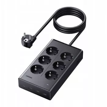 UGREEN S622 elektros skirstytuvas, 6x AC + 3x USB + USB-C, GaN, 1,5 m, juodas (75141)