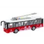 LEAN TOYS Trolleybus 1:16 su šviesomis, garsais ir važiavimu, baltos ir raudonos spalvos