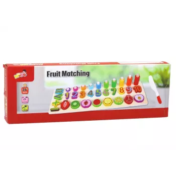LEAN TOYS medinė edukacinė rūšiavimo lenta – matematikos mokymasis su vaisiais ir skaičiais, 85 dalių, Montessori žaislas mažiems vaikams nuo 3 metų