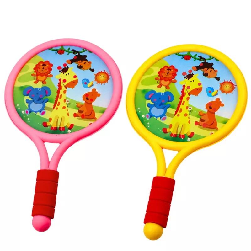 LEAN TOYS vaikų badmintono raketės Gyvūnai geltona rožinė