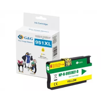 G&G Ninestar geltona rašalo kasetė, suderinama su HP 951XL (CN048AE), didelės išeigos