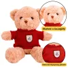 LEAN TOYS pliušinis talismanas, minkštas žaislas, meškiukas, smėlio spalvos su raudonu megztiniu, 40 cm