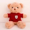 LEAN TOYS pliušinis talismanas, minkštas žaislas, meškiukas, smėlio spalvos su raudonu megztiniu, 40 cm