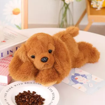 LEAN TOYS Pliušinis kokerspanielis su svorio letenėlėmis, rudas, 30 cm