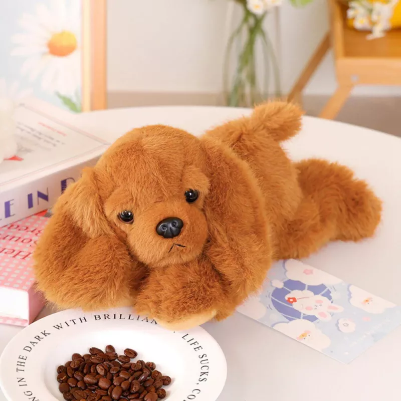 LEAN TOYS Pliušinis kokerspanielis su svorio letenėlėmis, rudas, 30 cm