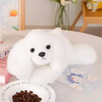 LEAN TOYS minkštas maltos bišono šuo su svorio letenėlėmis, baltas, 30 cm