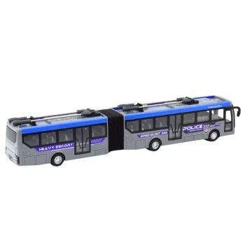 LEAN TOYS RC policijos šarnyrinis autobusas su nuotolinio valdymo pultu ir šviesomis, pilkas 1:32