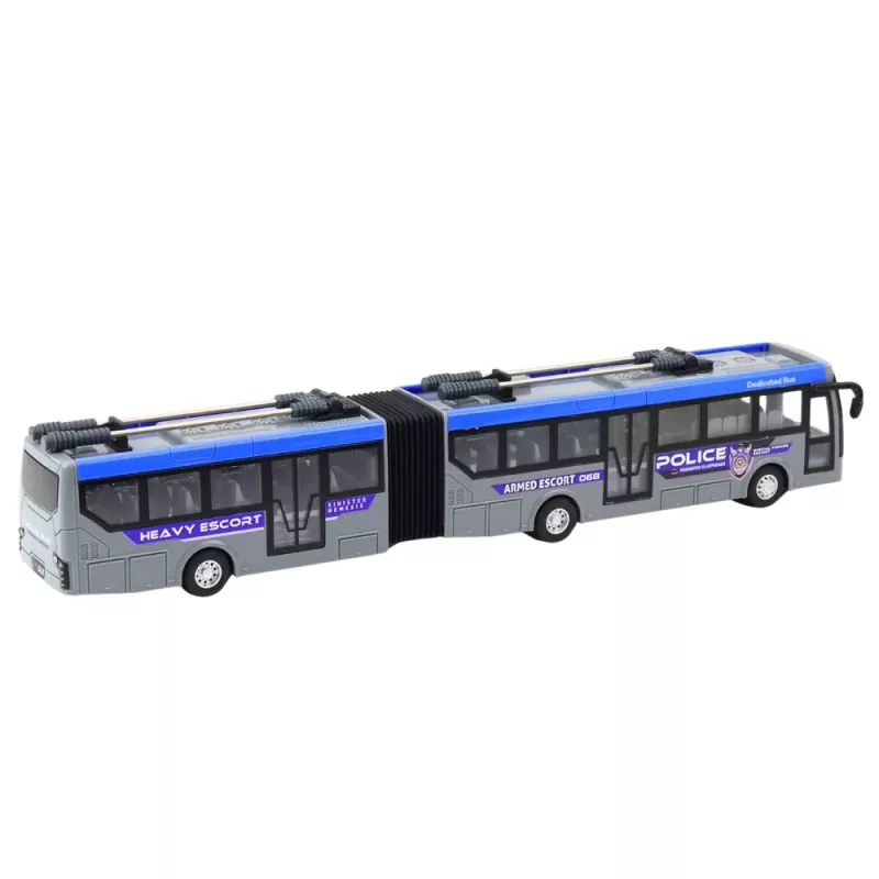 LEAN TOYS RC policijos šarnyrinis autobusas su nuotolinio valdymo pultu ir šviesomis, pilkas 1:32