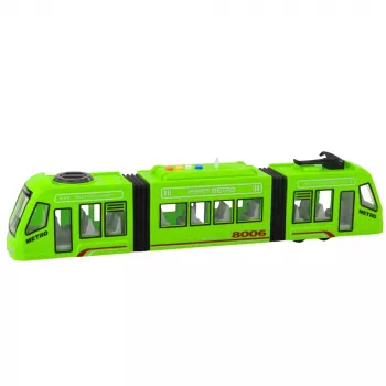 LEAN TOYS City Metro tramvajus su atsidarančiomis durimis, šviesomis ir garsais, žalias, 1:16