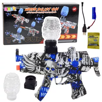 LEAN TOYS elektrinis gelio rutuliukų šaudyklė Graffiti White Blue