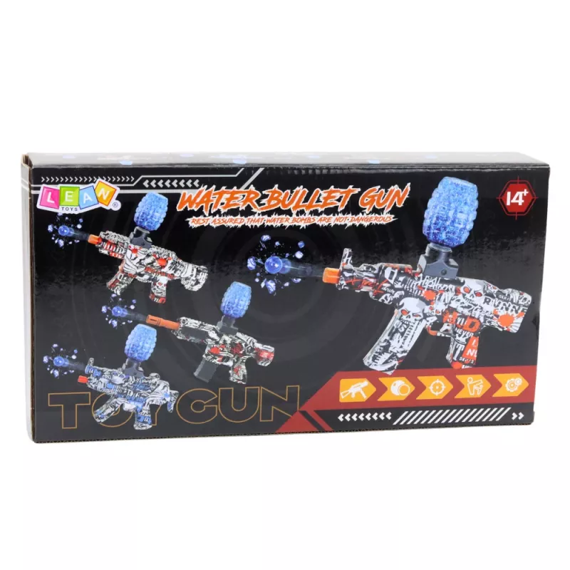 LEAN TOYS elektrinis gelio rutuliukų šaudyklė Graffiti White Blue