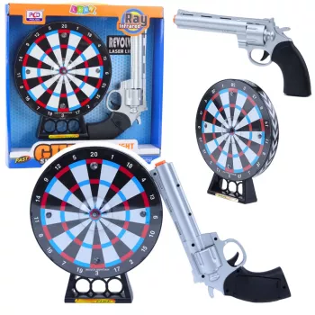LEAN TOYS Lazerinis revolverio pistoletų rinkinys su taikinio šaudymo žaidimu, šviesomis ir garsais