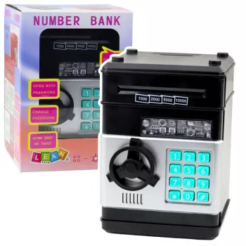 LEAN TOYS ATM seifas taupyklė su šviesomis, garsais ir PIN kodu – juoda