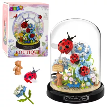 LEAN TOYS Konstrukciniai blokeliai Gėlių kompozicija su boružėlėmis kupole 596 vnt.