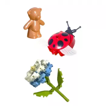 LEAN TOYS Konstrukciniai blokeliai Gėlių kompozicija su boružėlėmis kupole 596 vnt.
