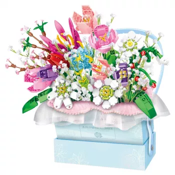 LEAN TOYS Konstrukciniai blokeliai kompozicija dėžutėje Floral Blue LED dėžutė 761vnt.