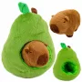 LEAN TOYS Žalias avokadas su kapybara 2-in-1 apverčiamas pliušinis žaislas 25 cm