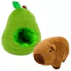 LEAN TOYS Žalias avokadas su kapybara 2-in-1 apverčiamas pliušinis žaislas 25 cm