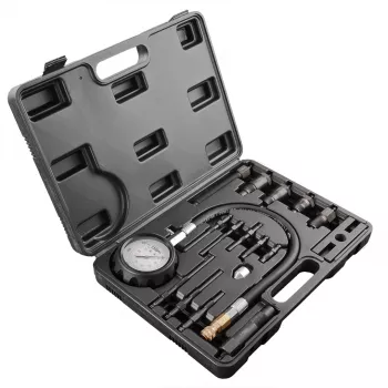 NEO TOOLS dyzelino kompresijos slėgio matuoklis, 16 dalių rinkinys (0-70 bar / 0-1000 PSI)