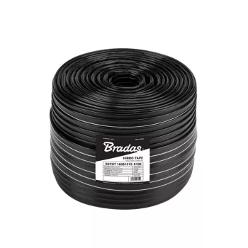 BRADAS lašelinė juosta 16 mm HIRRO juosta 500 m, 8 mil, 1,5 l/val., 20 cm lašintuvų atstumas, juoda