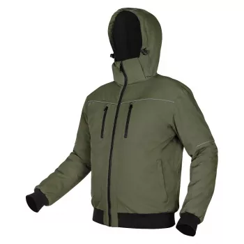 NEO TOOLS Šilta striukė su gobtuvu OUTDOOR, žalia, S dydis