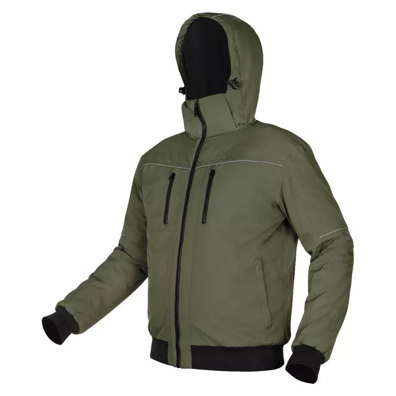 NEO TOOLS Šilta striukė su gobtuvu OUTDOOR, žalia, S dydis
