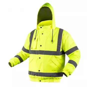 NEO TOOLS 81-712-M Įspėjamoji bomber darbo striukė, lengvai izoliuota, fluorescencinė geltona, M dydis