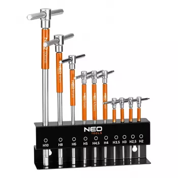 NEO TOOLS Krumpliastiebių veržliarakčiai su sukimo strypu 2-10 mm, 10 vnt. rinkinys stove