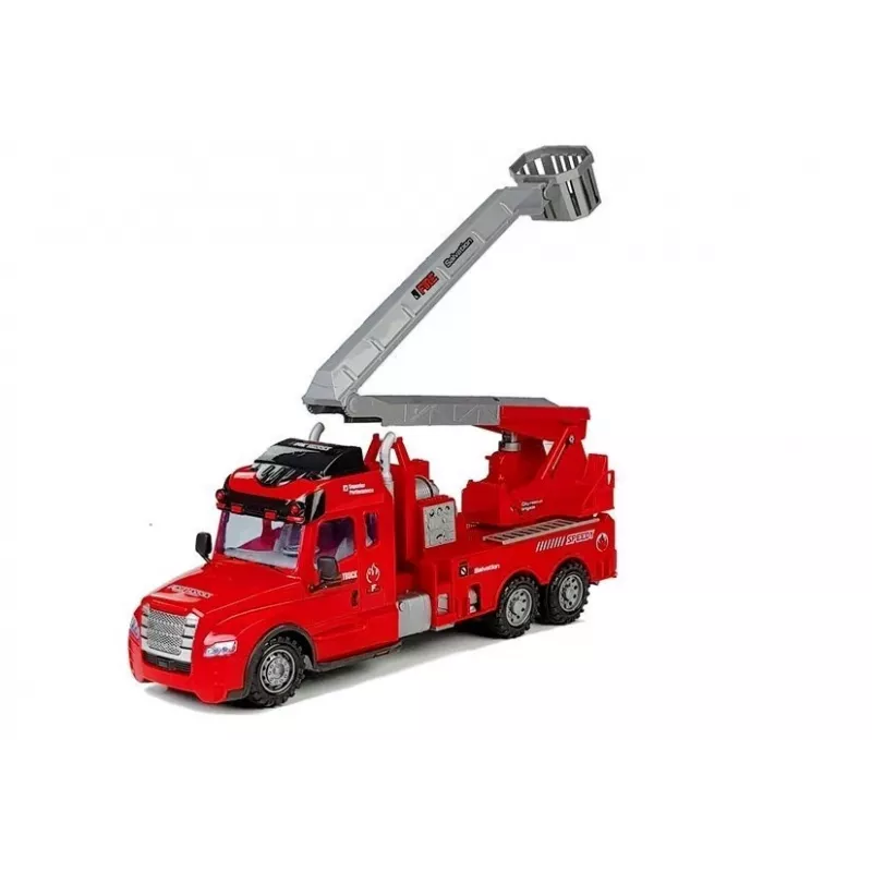 LEAN TOYS gaisrinis automobilis su kopėčiomis R/C nuotolinio valdymo 1:14 mastelis 2.4GHz vandens purškimas šviesos garsai